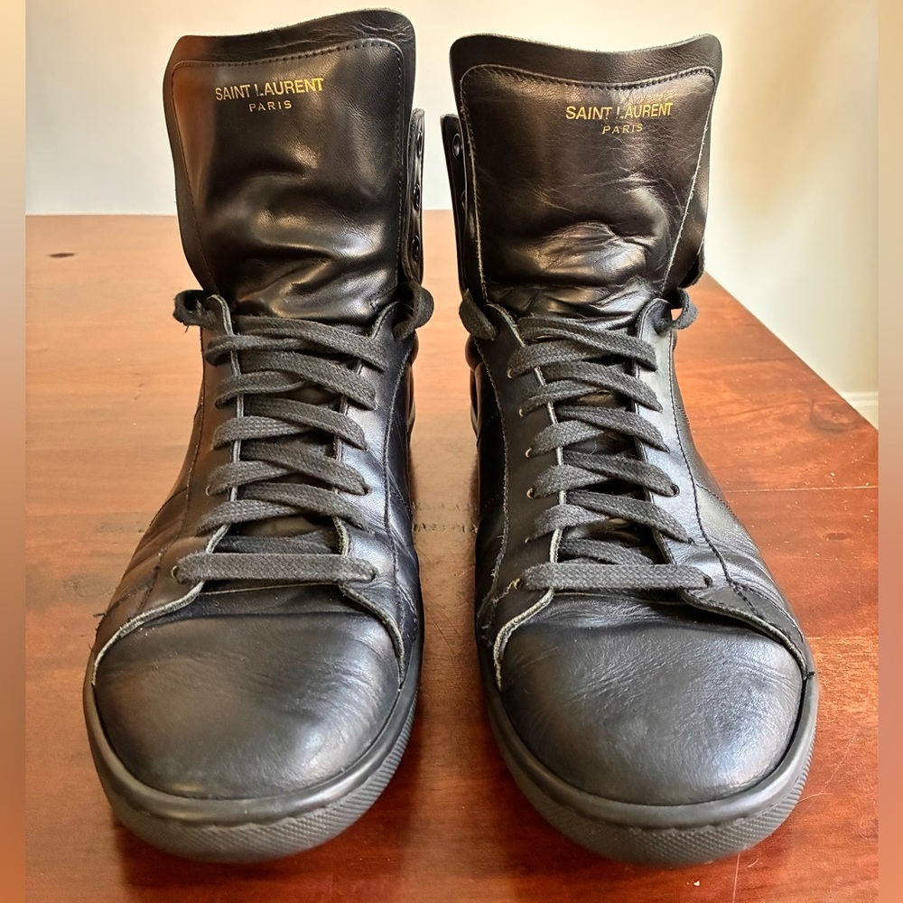 Saint Laurent Black High Top SL/01H Sneakers Men US 10.5 / EU 43.5 - Picture 3 of 13